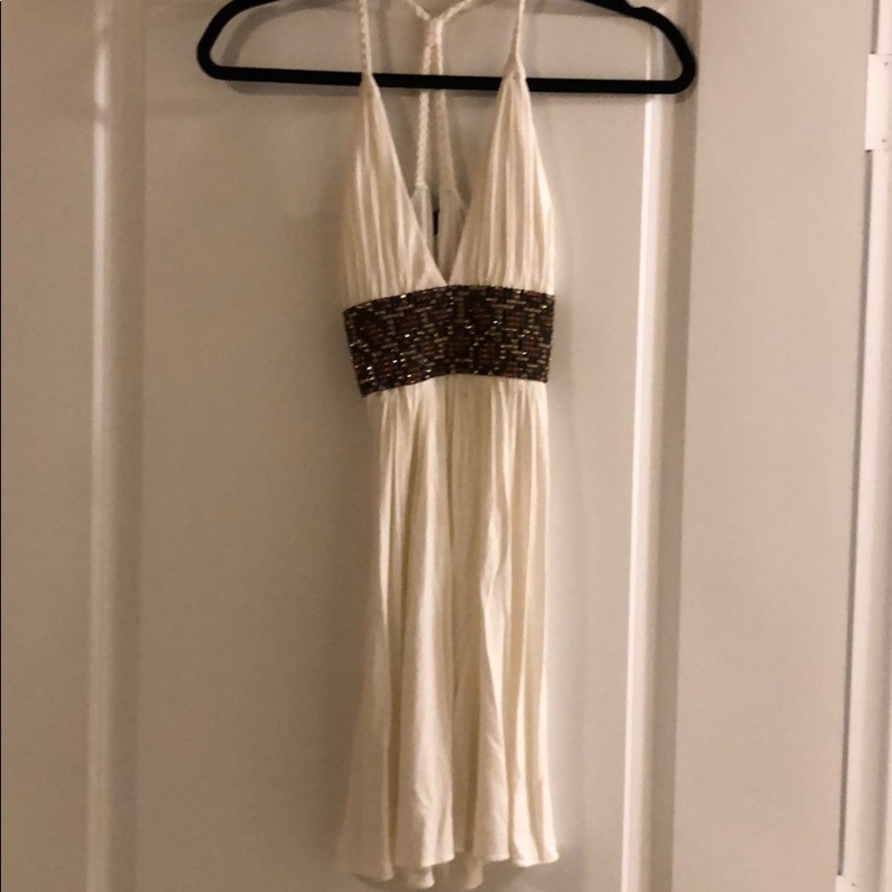 Sky white dress -leopard stones